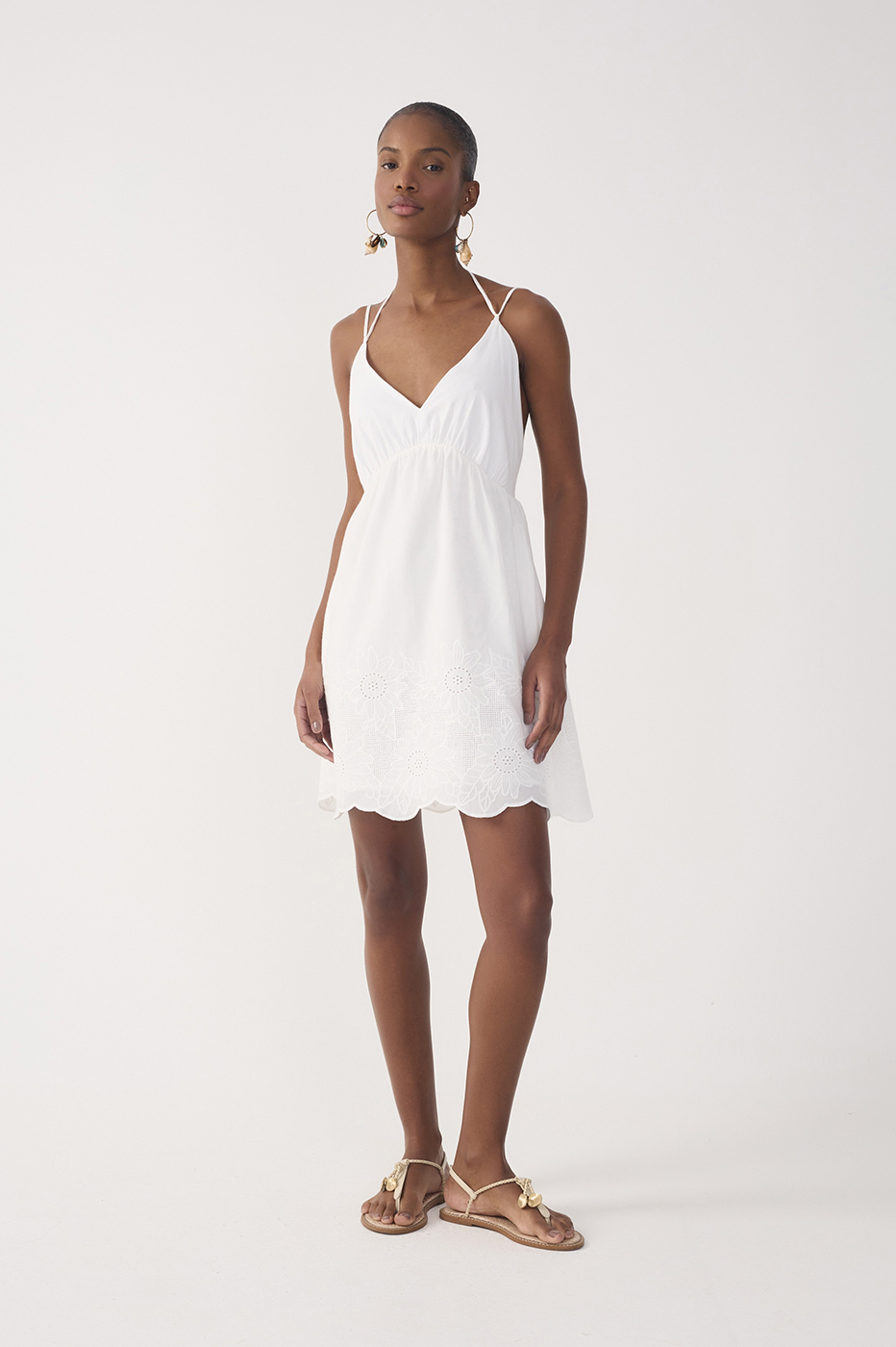 Short Cotton Embroidered Ruffled Dress_2