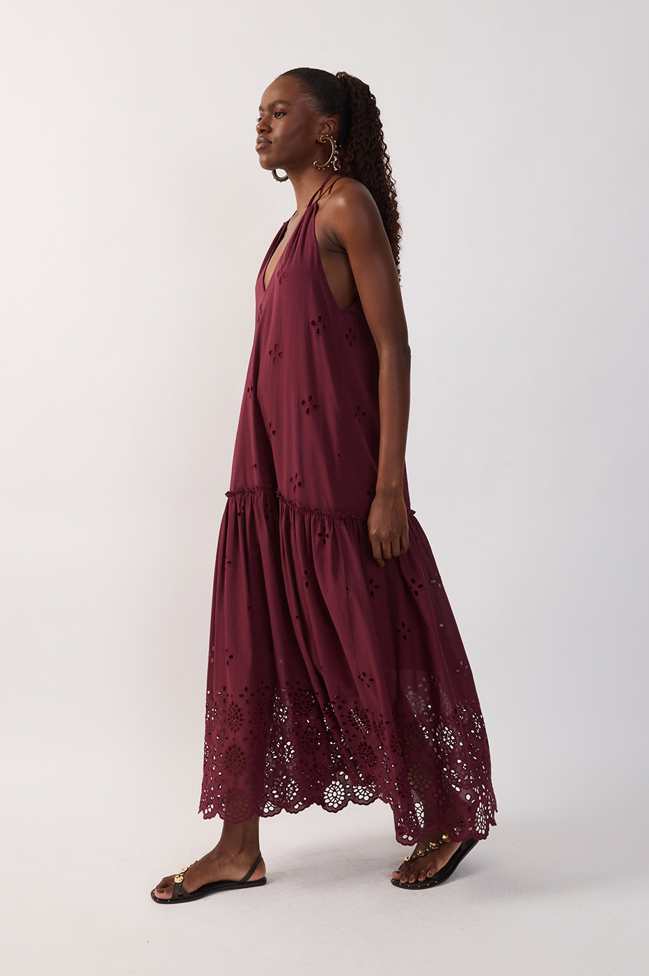 Cut-Out Neck Ties Cotton Maxi Dress_3