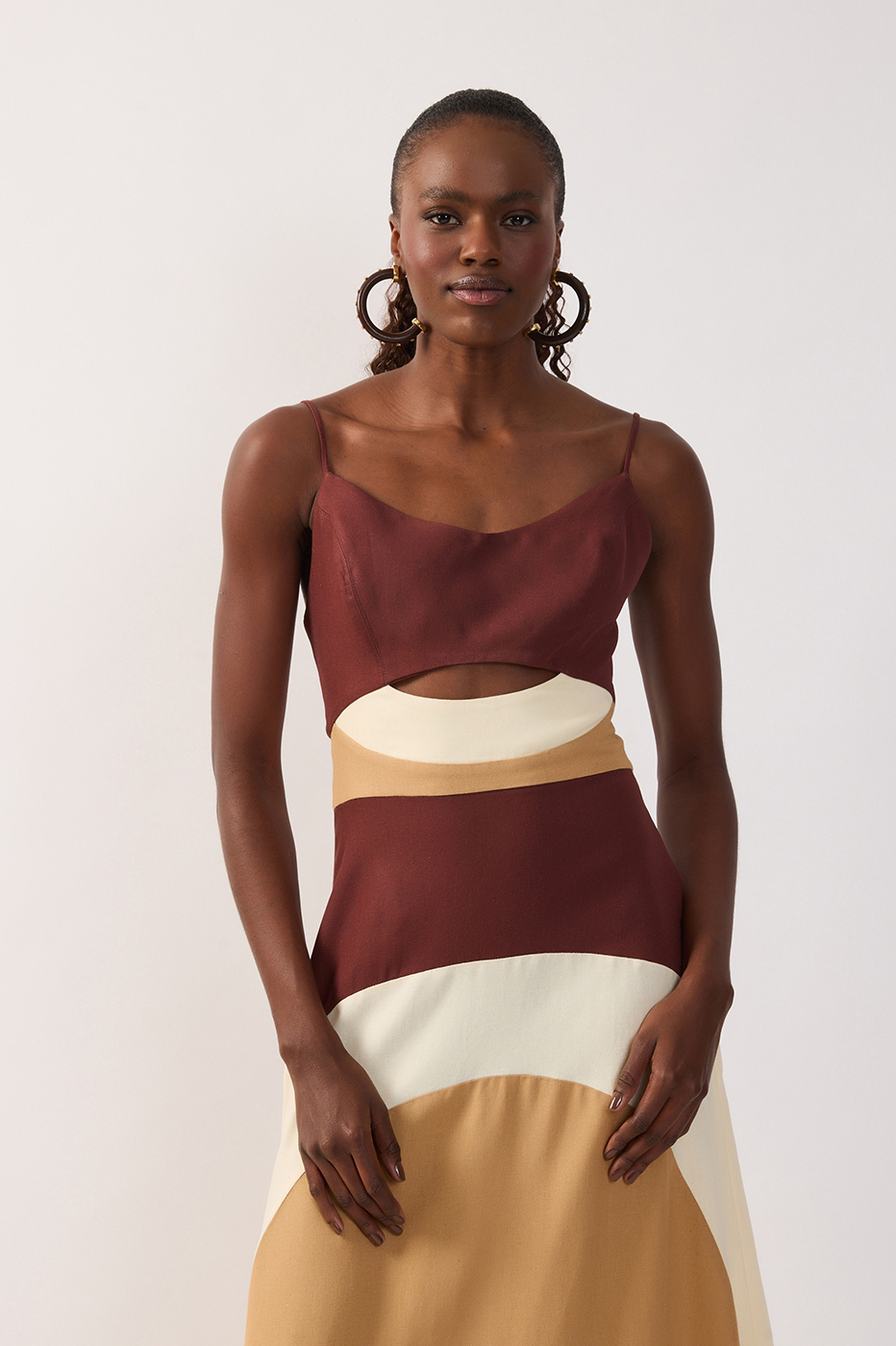 Multicolor Cut-Out Linen Maxi Dress_4