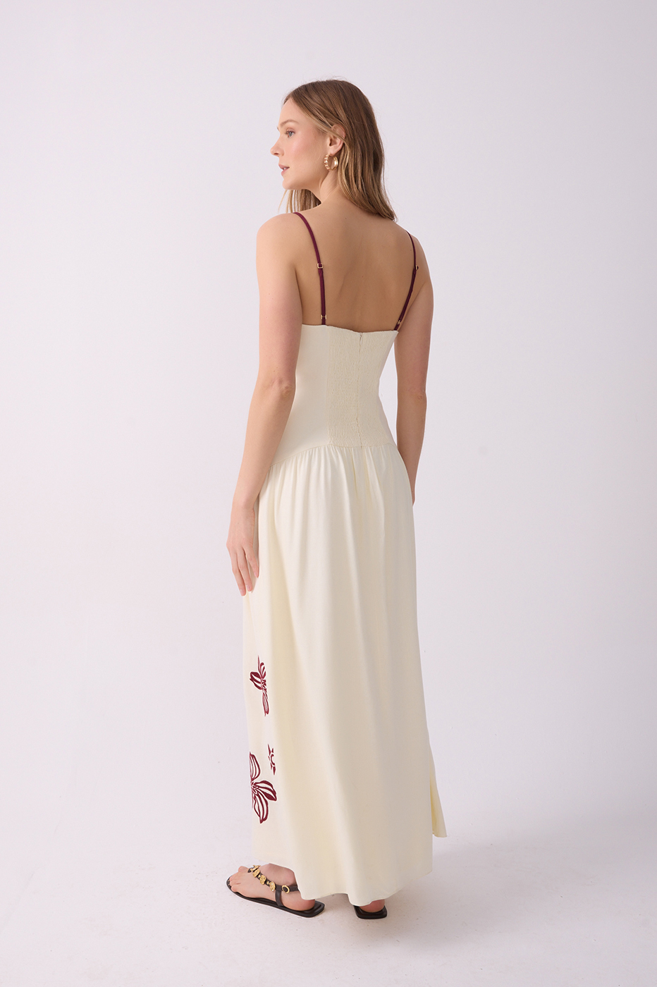Off-White Embroidered Linen Maxi Dress_6
