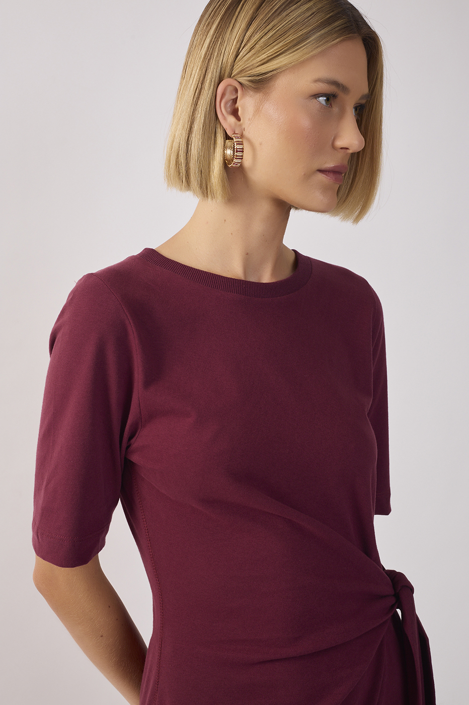 Crew Neck Ties Short Sleeve Maxi Dress_4