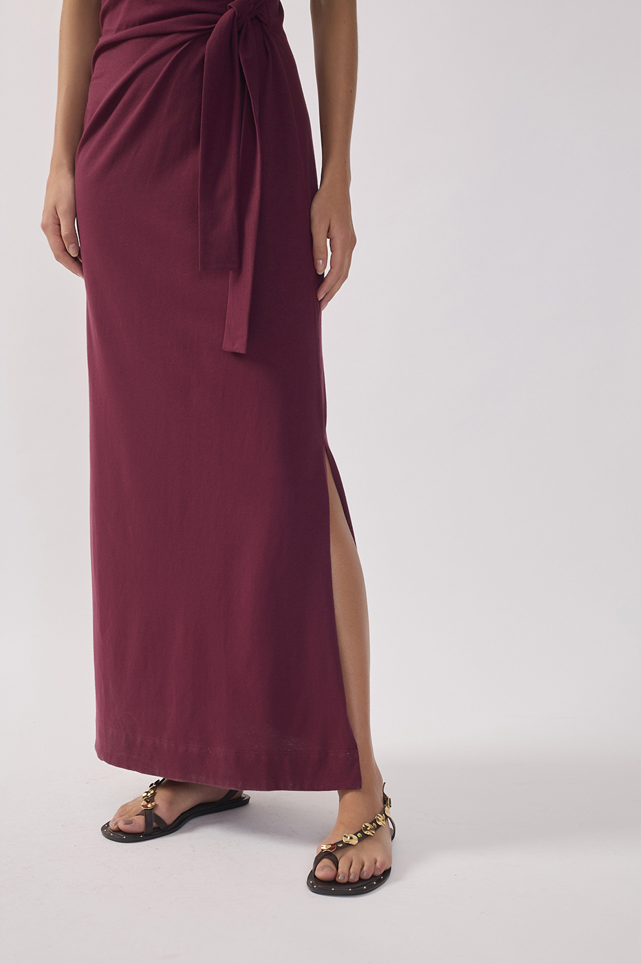 Crew Neck Ties Short Sleeve Maxi Dress_6