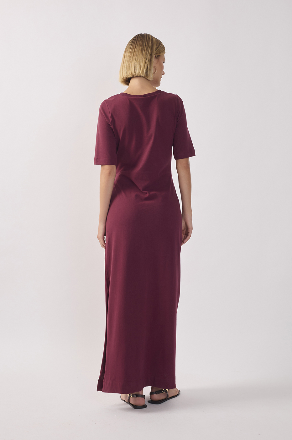 Crew Neck Ties Short Sleeve Maxi Dress_7