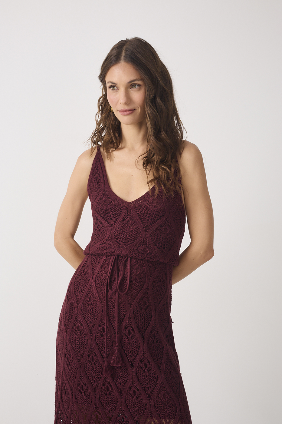 Wine Ties Sleeveless Tricot Maxi Dress_4