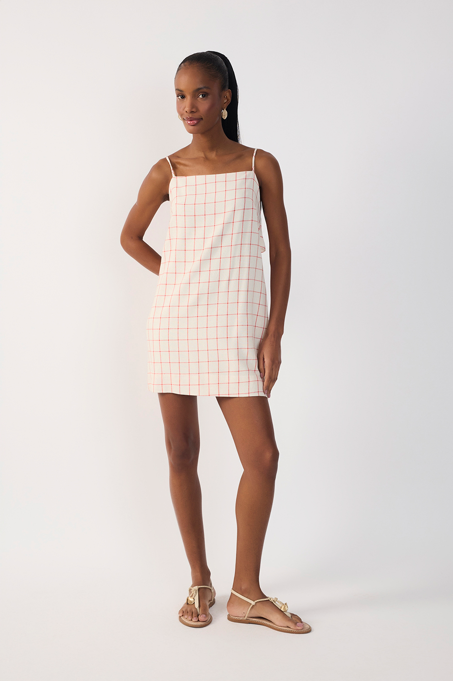 Short Linen Checkered Dress_2