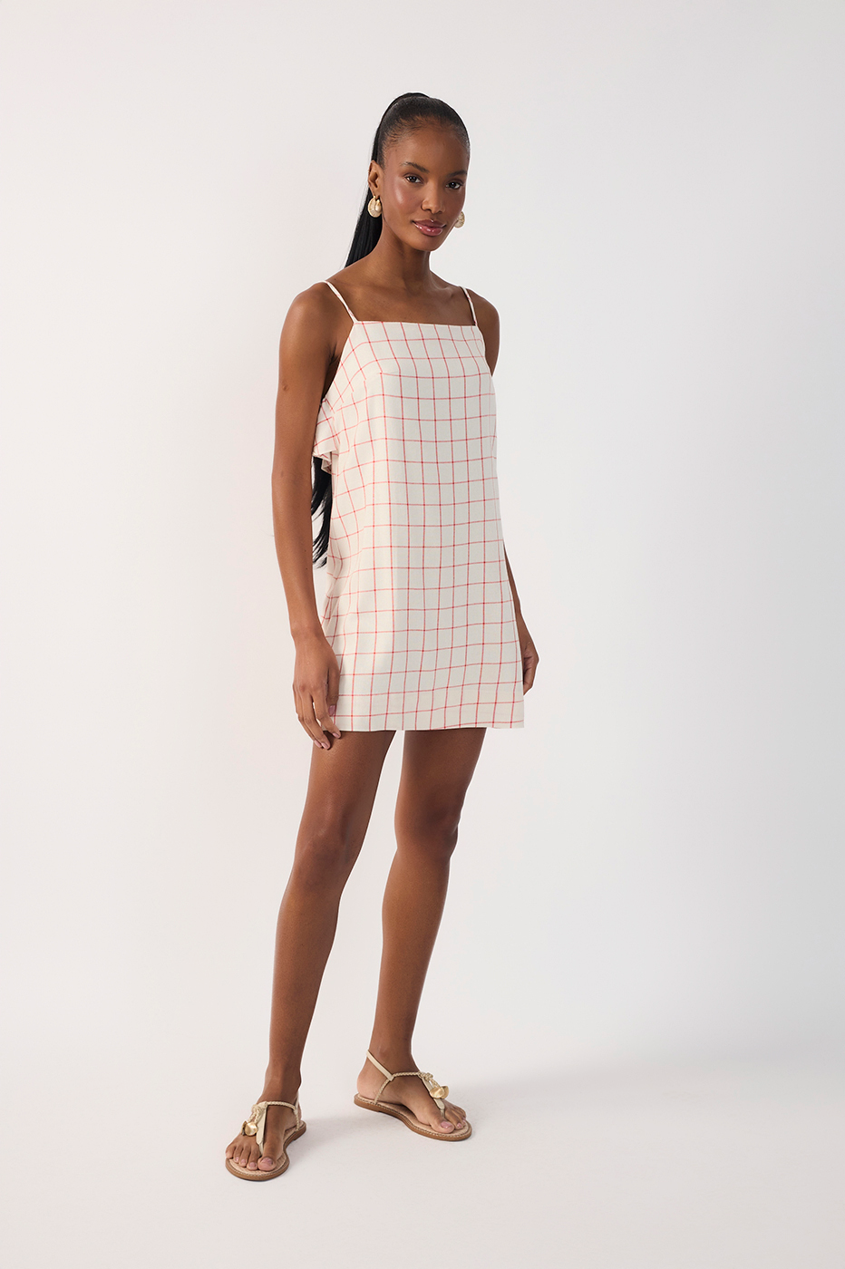 Short Linen Checkered Dress_3