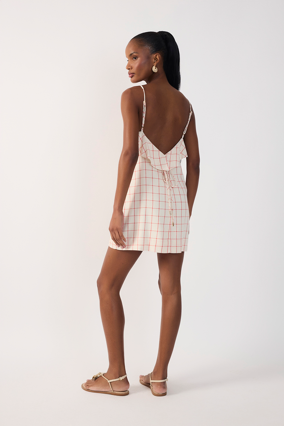 Short Linen Checkered Dress_6