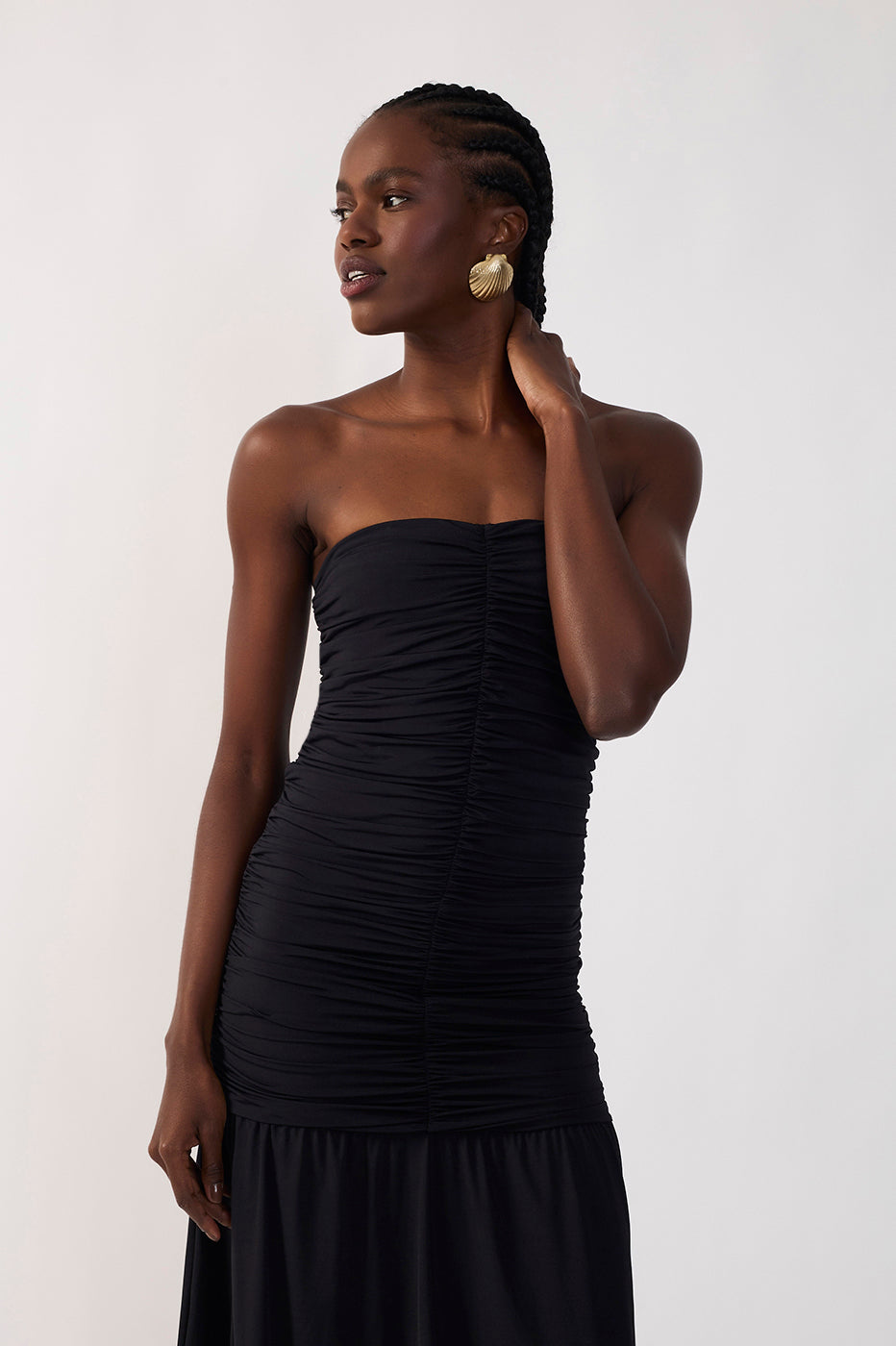 Strapless Frayed Jersey Dress_4