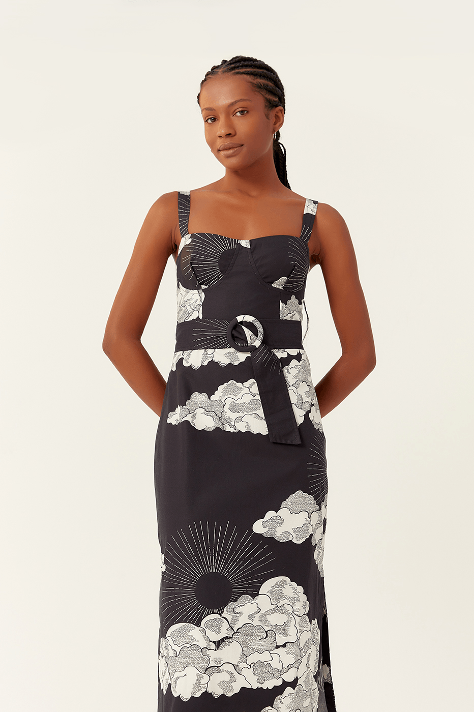 Midi Tricoline Sky Print Dress_2
