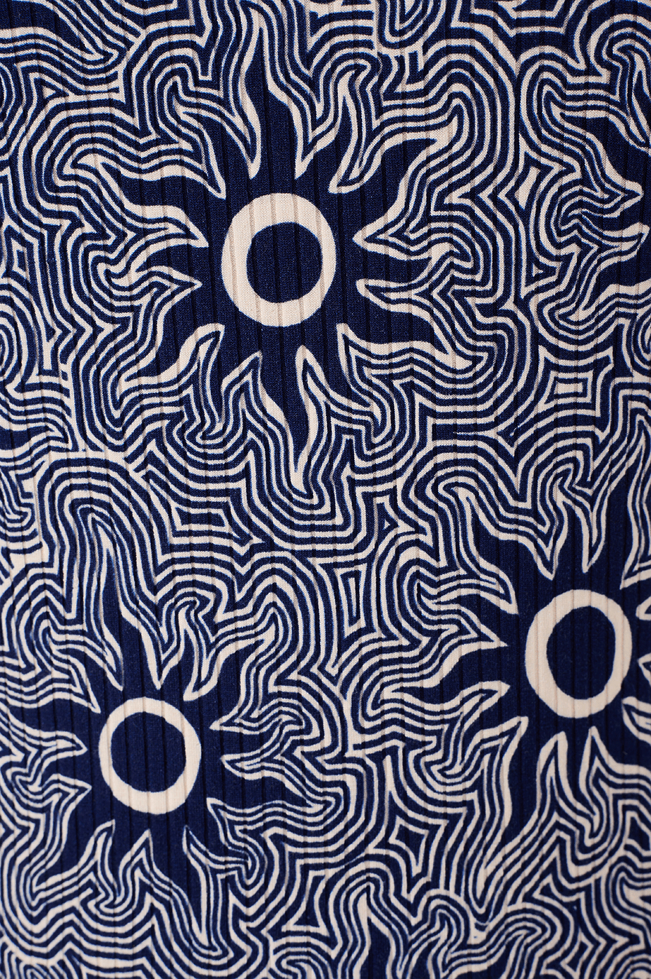 Ribbed Soleil Print Dress