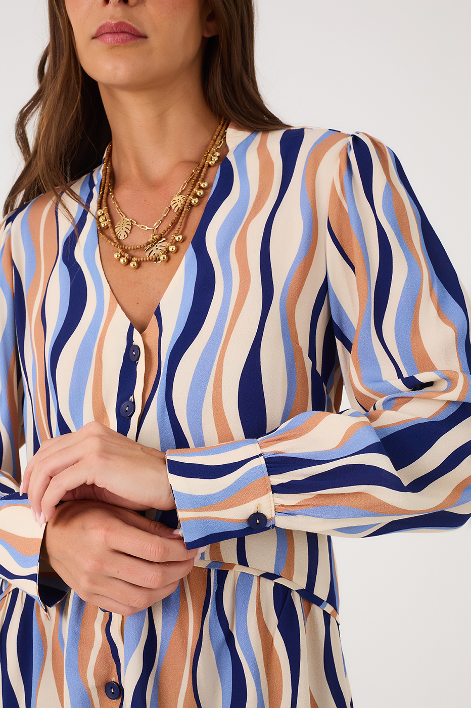 Blue Carioca Print Crepe Dress