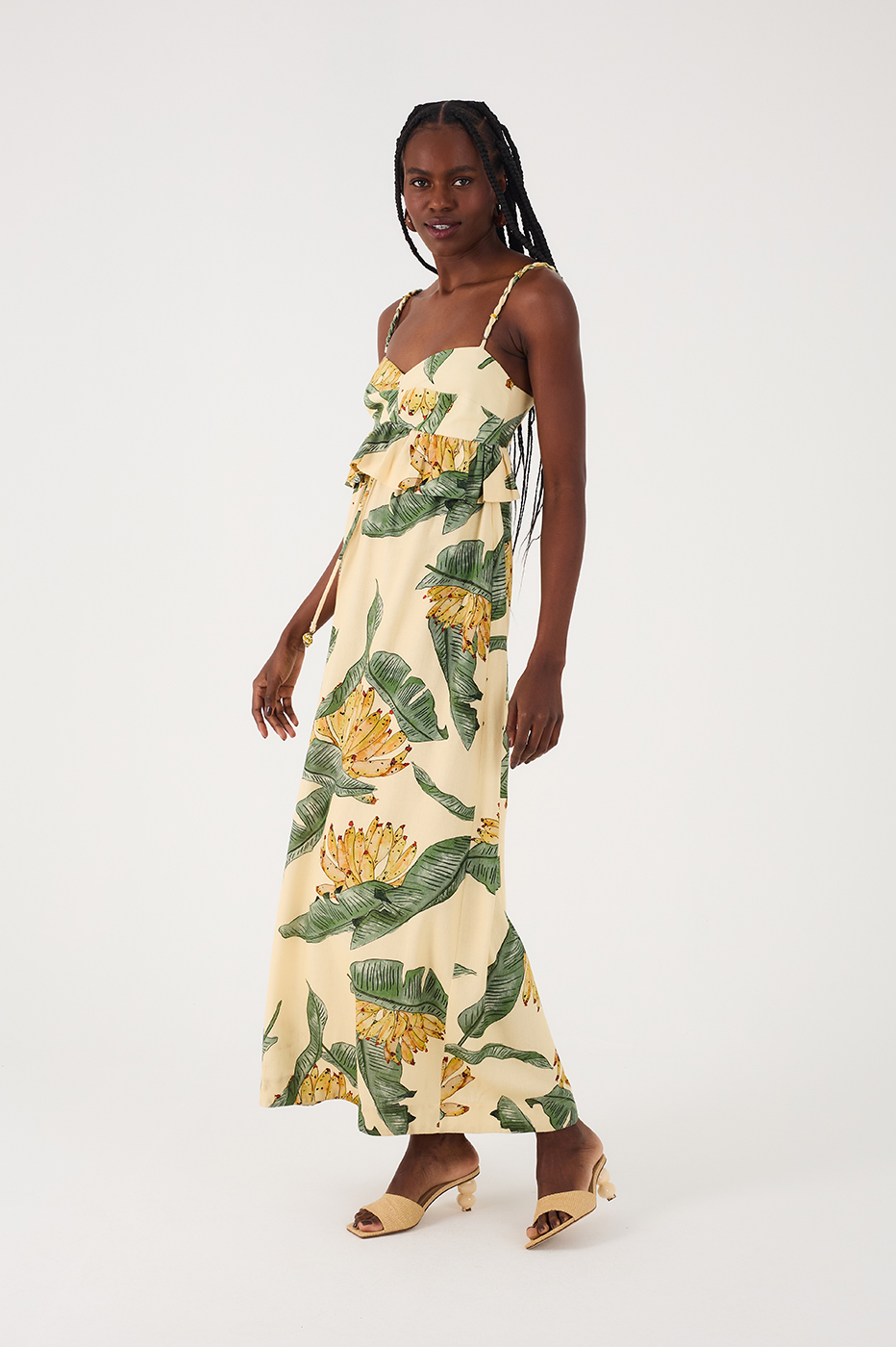 Linen Midi Dress with Paradise Print_3