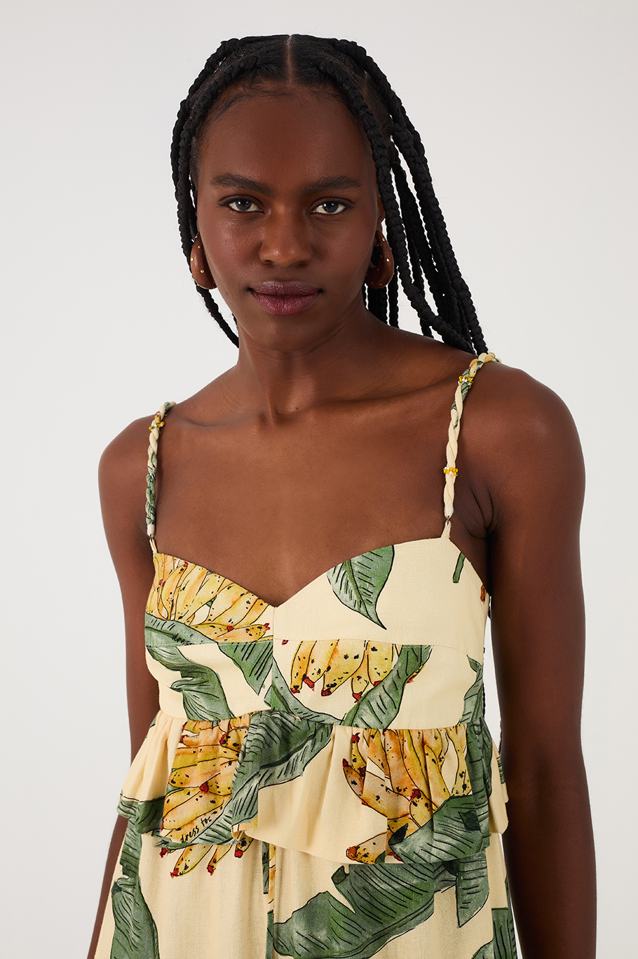 Linen Midi Dress with Paradise Print_5