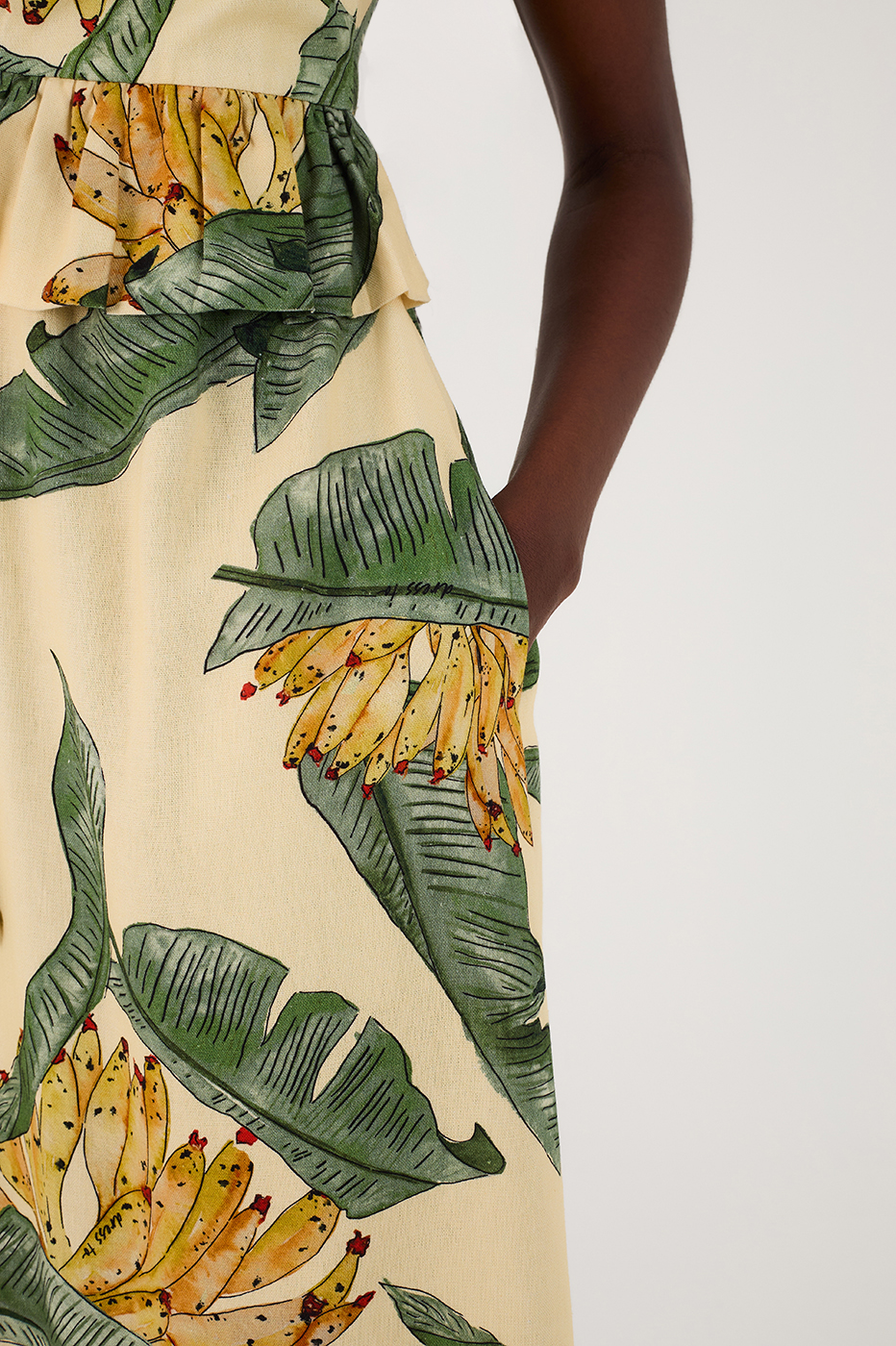 Linen Midi Dress with Paradise Print_7