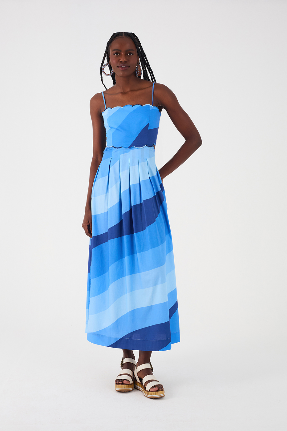 Embroidered Dress In Waves Print_2