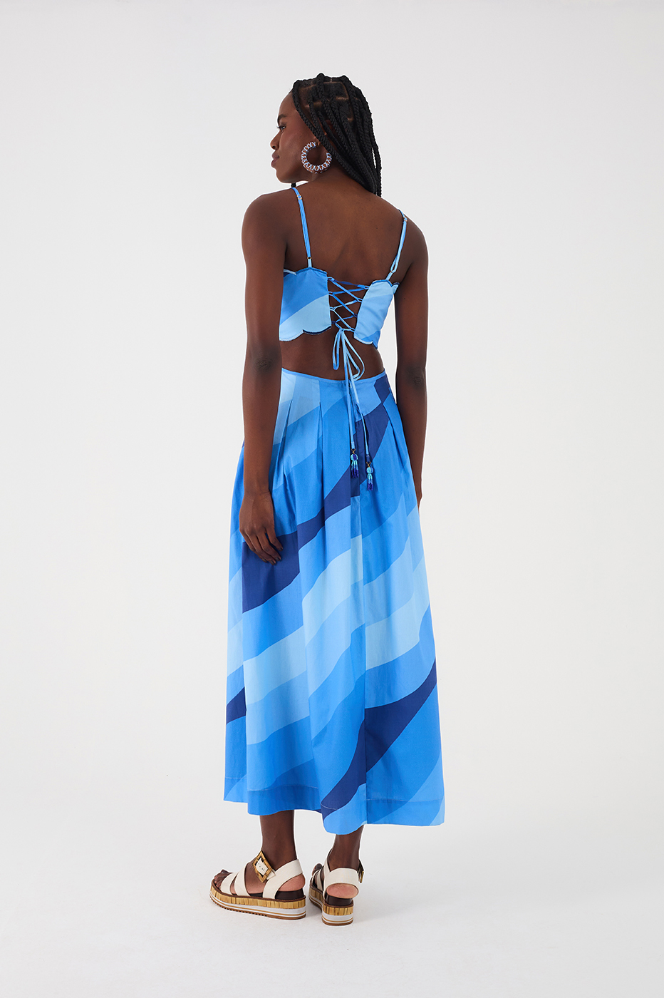 Embroidered Dress In Waves Print_7
