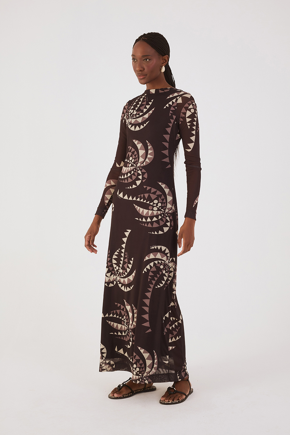 Brown Coqueiral Tulle Maxi Dress_2