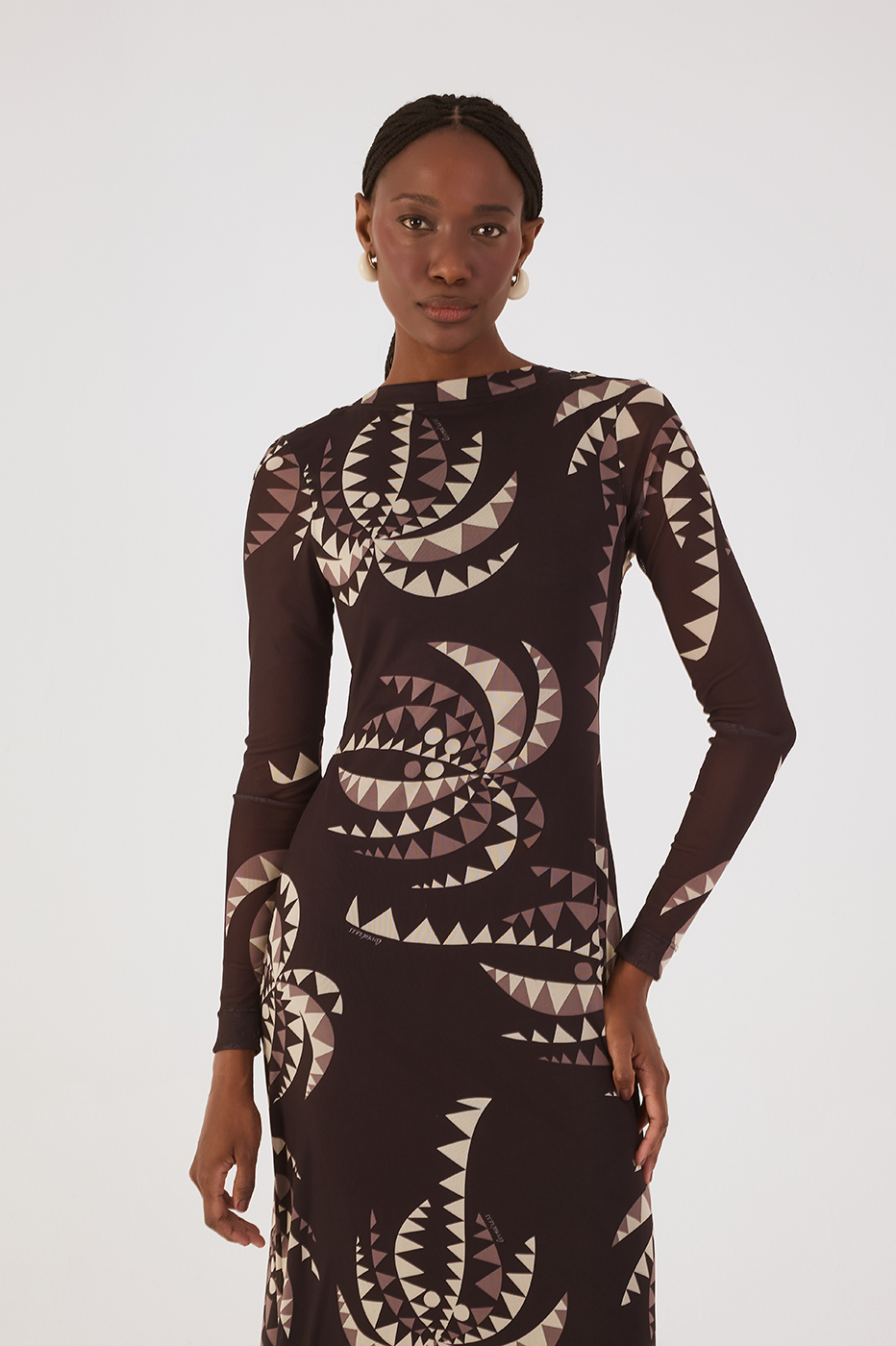 Brown Coqueiral Tulle Maxi Dress