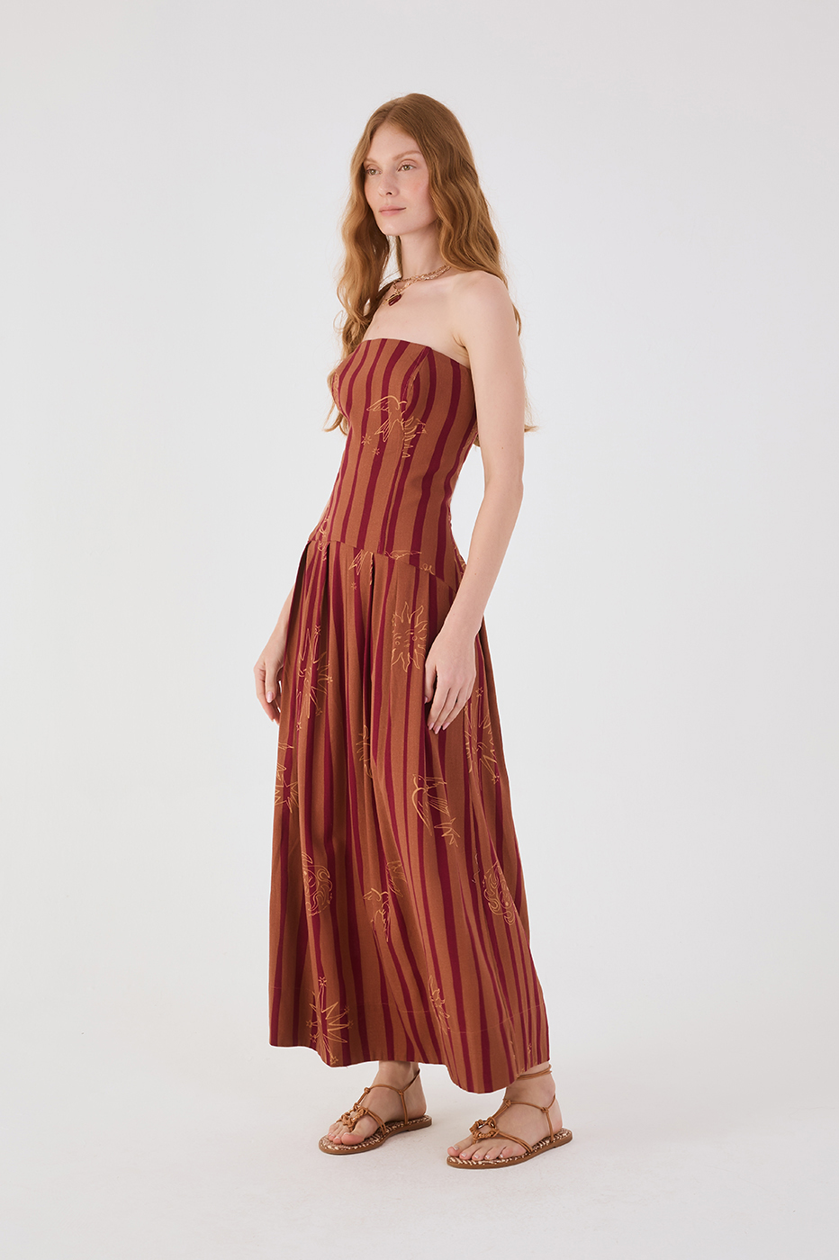 Brown Encanto Strapless Maxi Dress_2