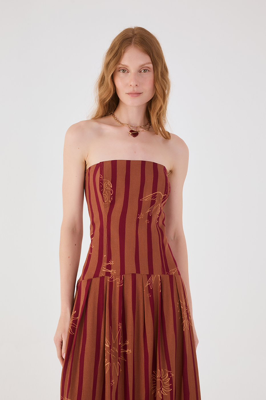 Brown Encanto Strapless Maxi Dress_3