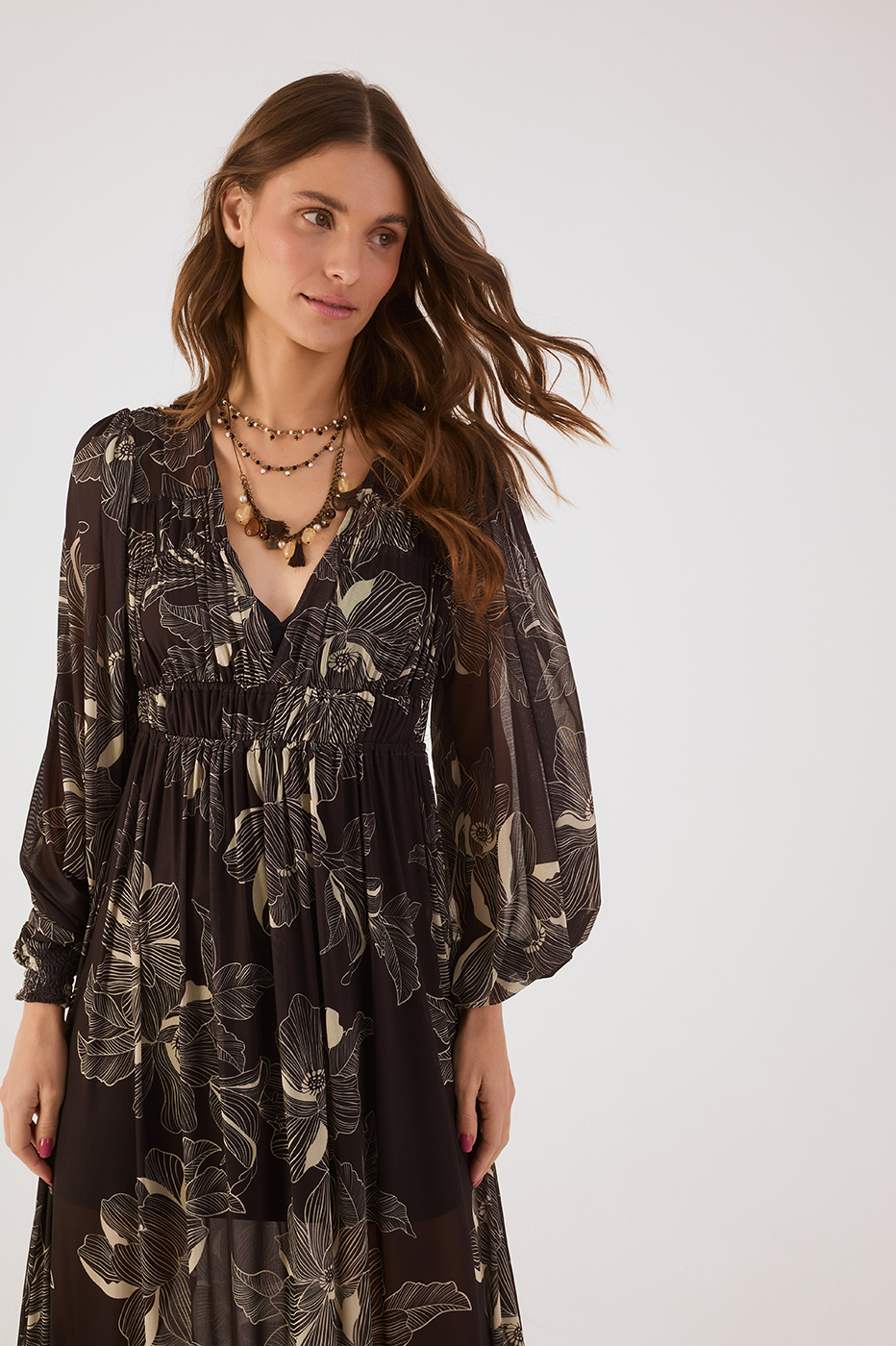 Brown Flora Tulle Maxi Dress_3