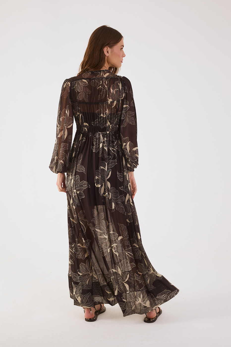 Brown Flora Tulle Maxi Dress_5