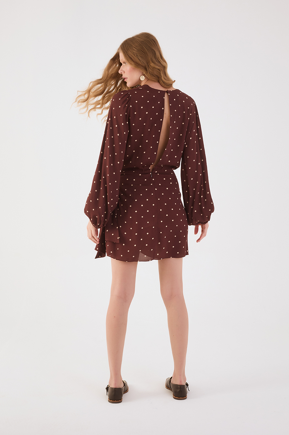 Brown Noite Wrap Crepe Mini Dress_6