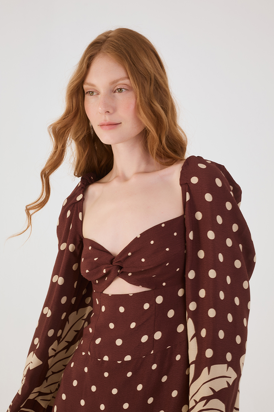 Brown Palma Front Cut-Out Bow Crepe Maxi Dress_4