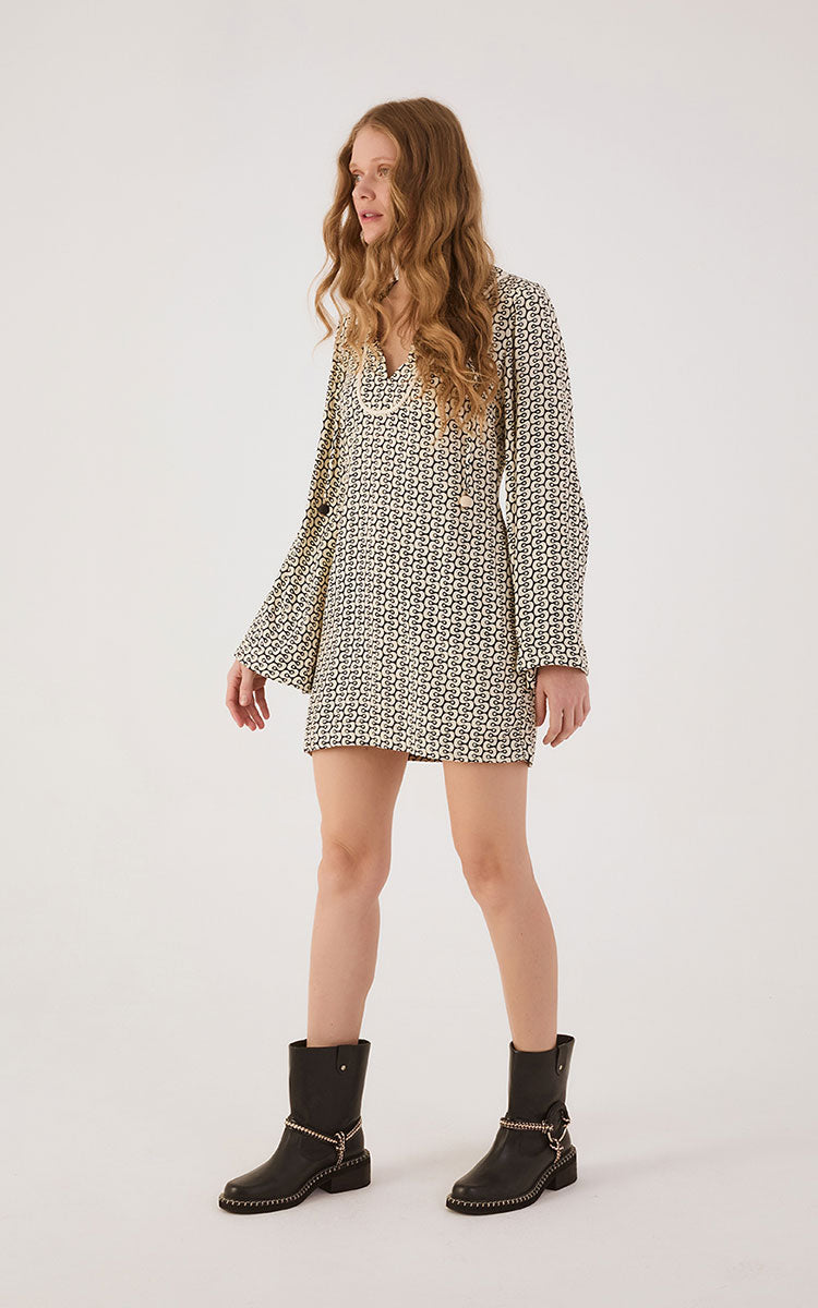 Black Ipanema Neckline Ties Kimono Sleeve Crepe Mini Dress_2