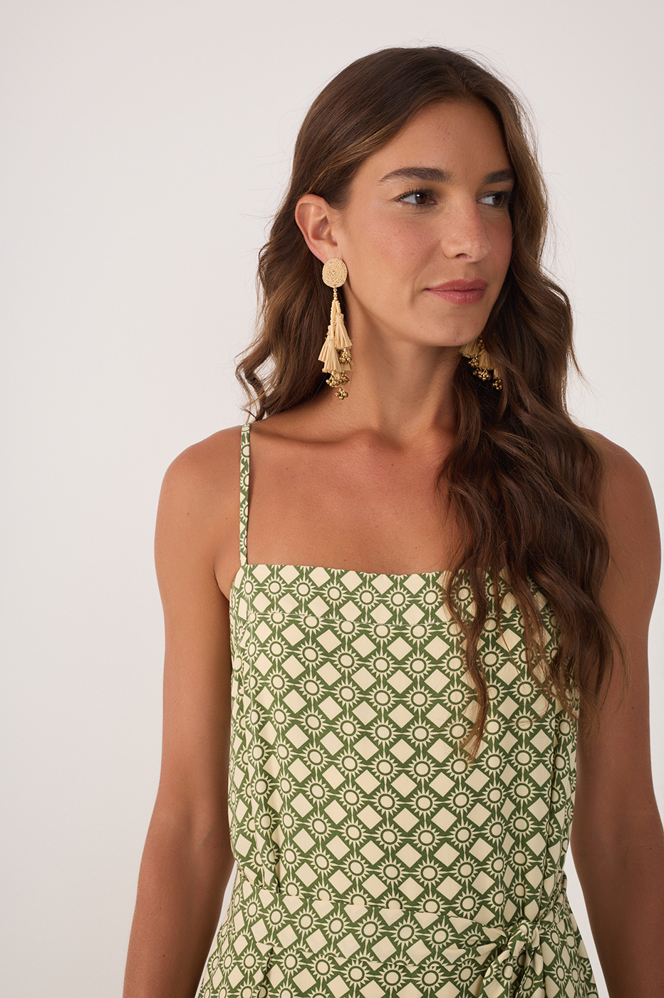 Green Amanhecer Tiered Belted Maxi Dress_4