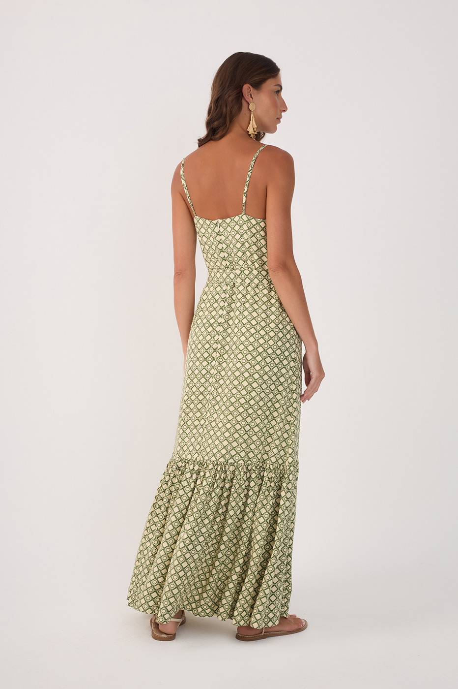 Green Amanhecer Tiered Belted Maxi Dress_6