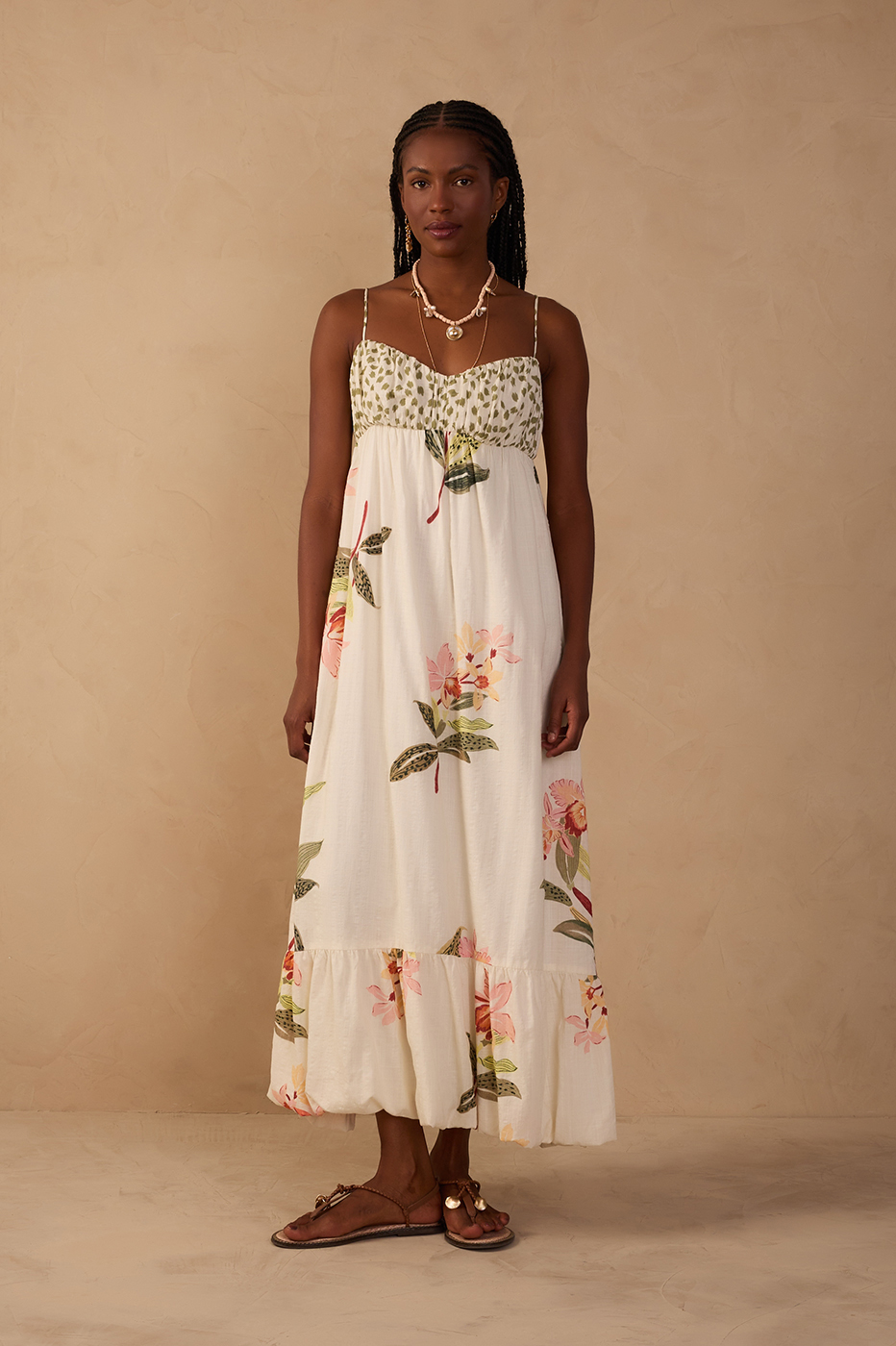 Off-White Verdejar Ruched Midi Dress_1