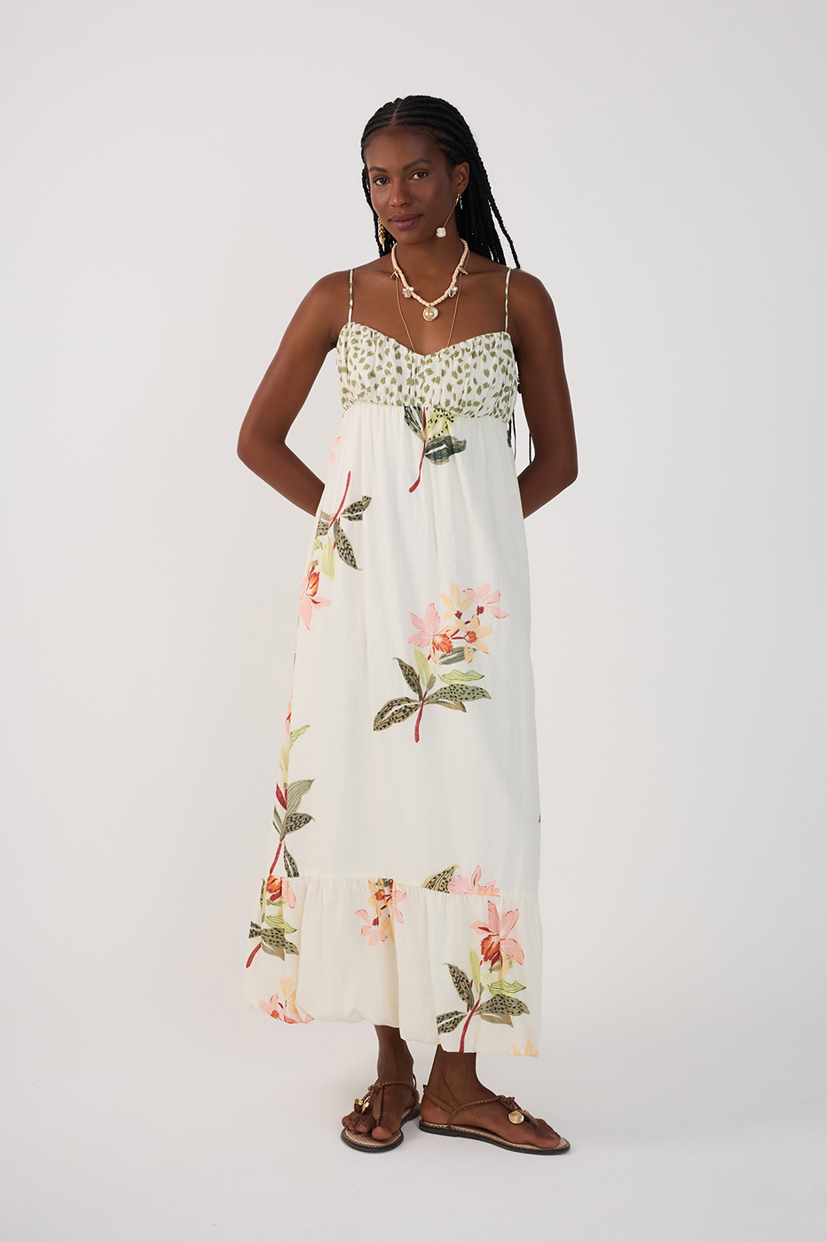 Off-White Verdejar Ruched Midi Dress_2