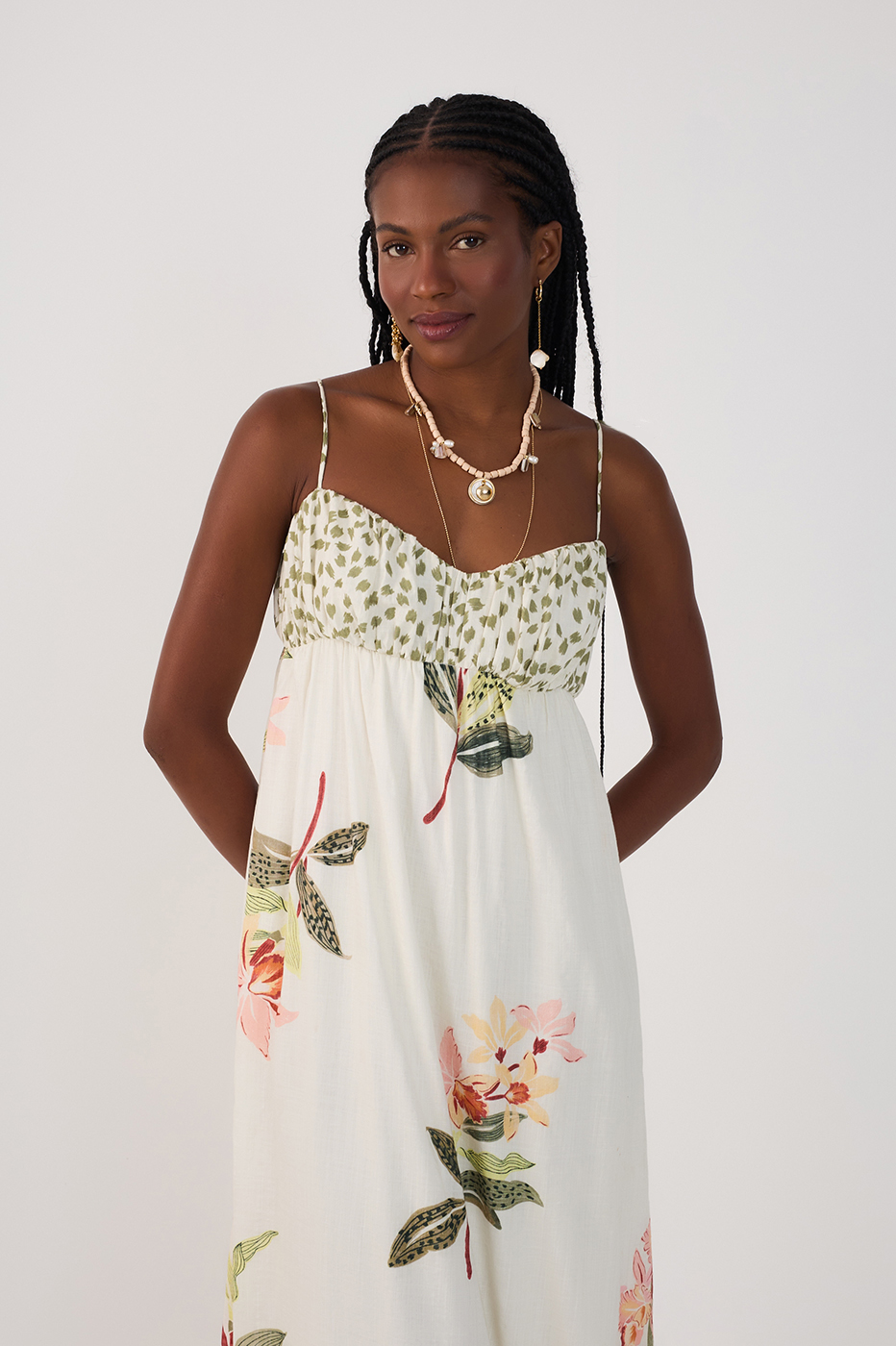 Off-White Verdejar Ruched Midi Dress_4