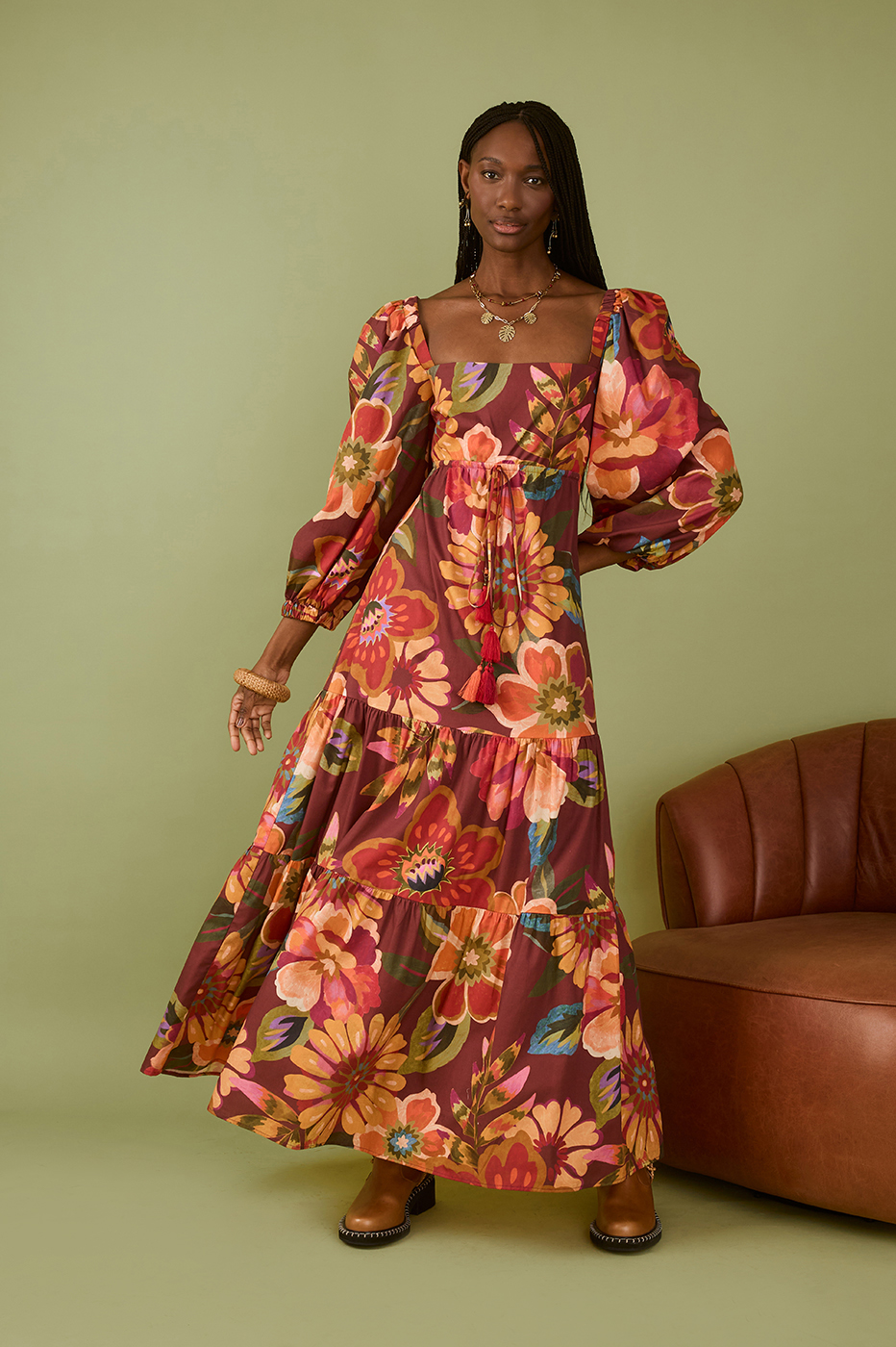 Garden Print Midi Dress