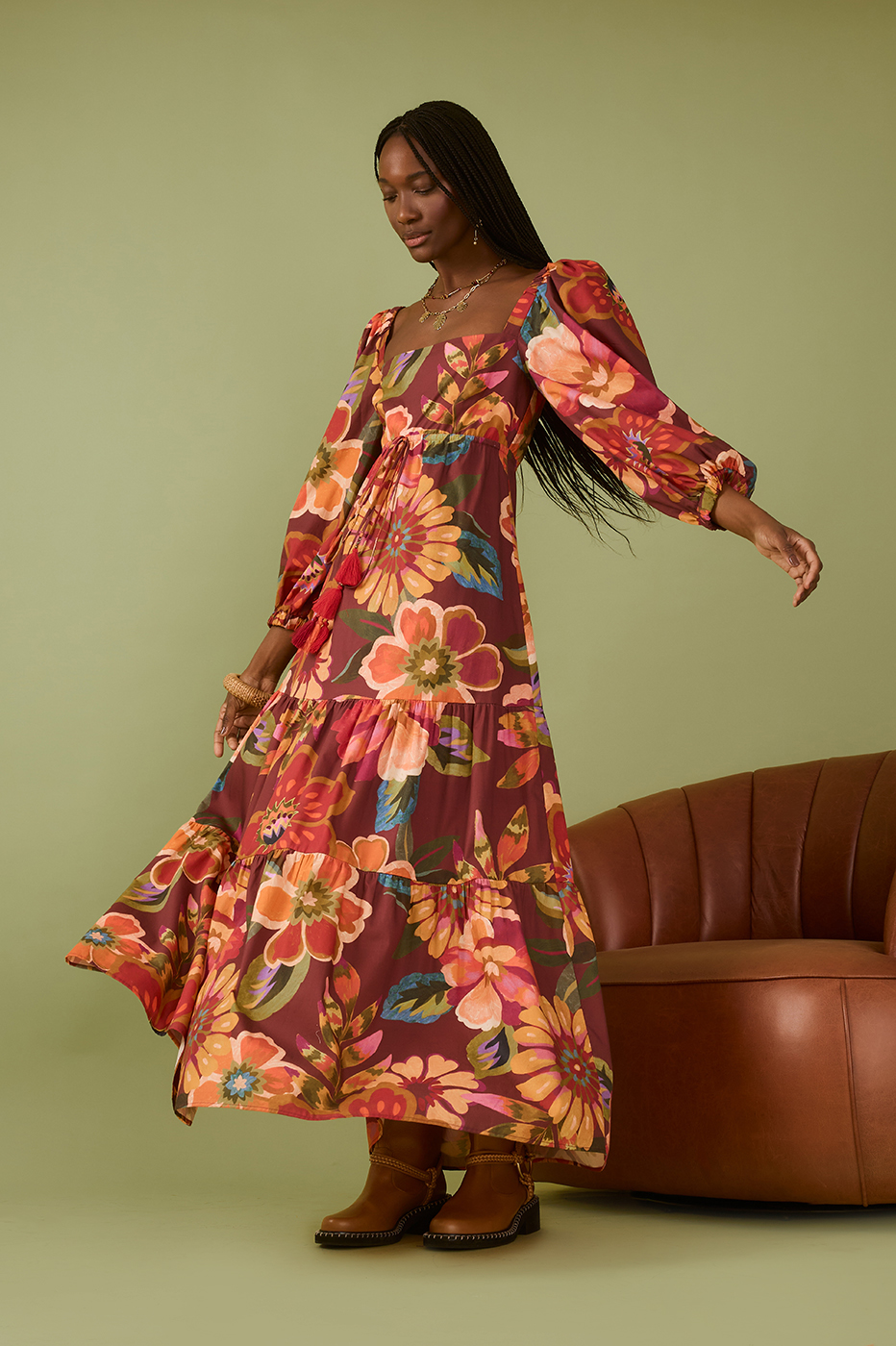 Garden Print Midi Dress