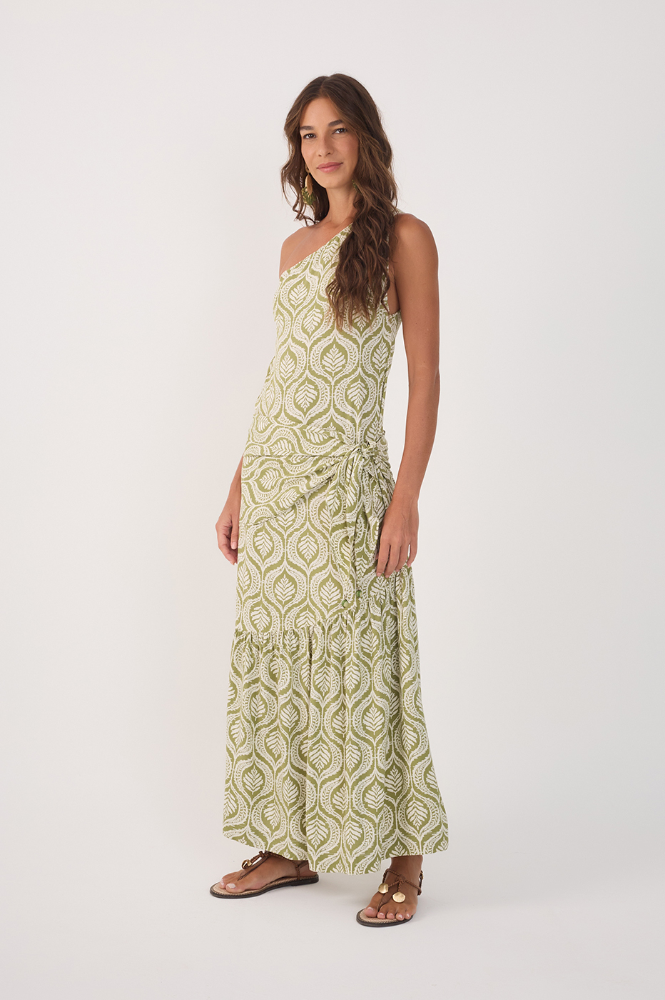 Green Jardim One-Shoulder Crepe Maxi Dress_2