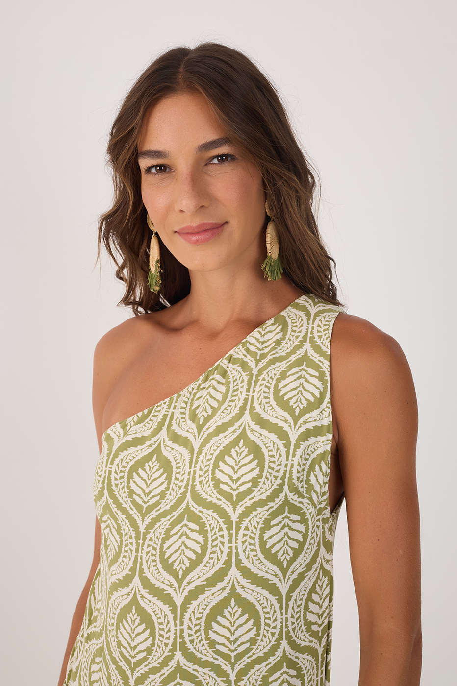 Green Jardim One-Shoulder Crepe Maxi Dress_3