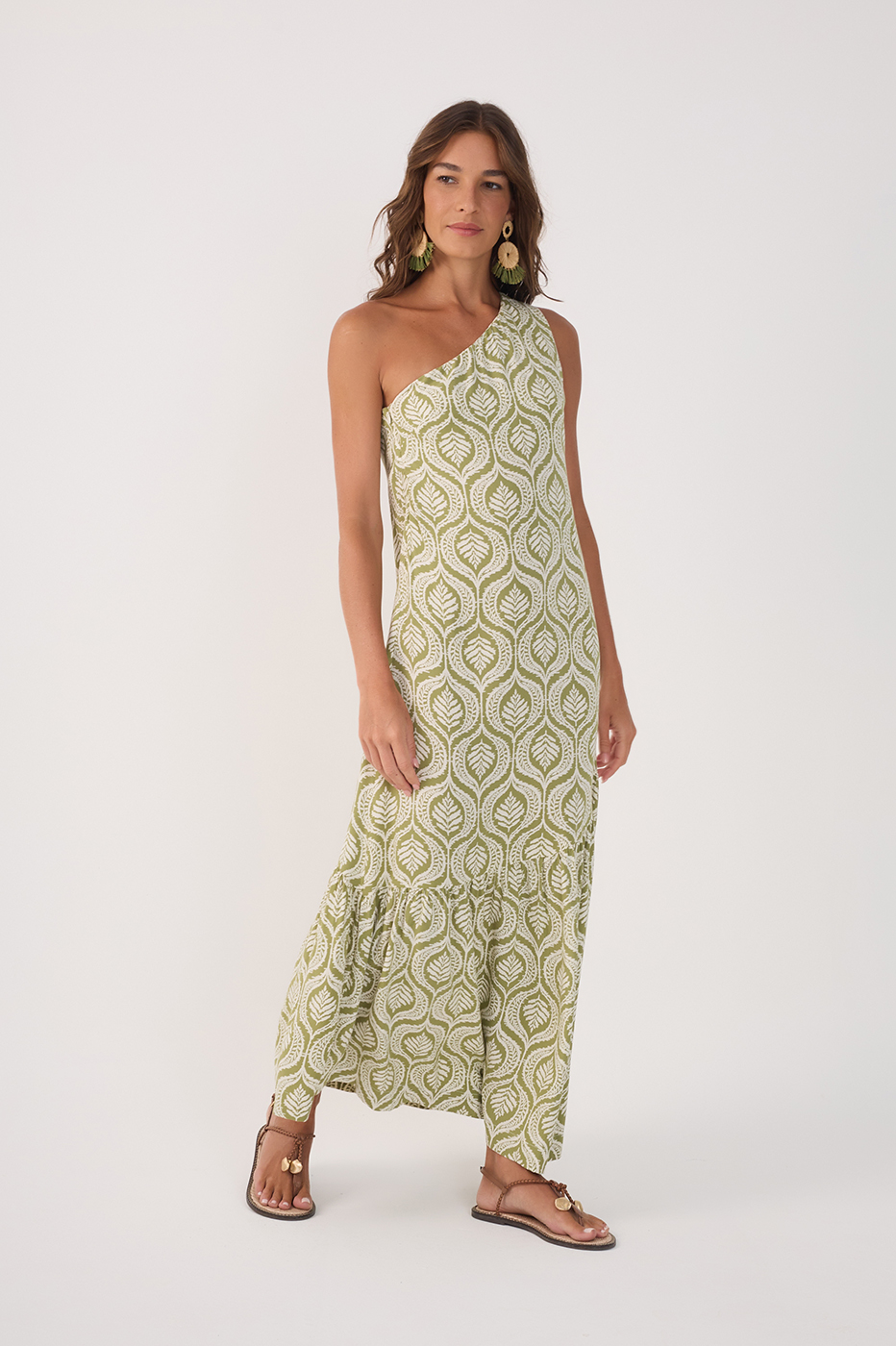 Green Jardim One-Shoulder Crepe Maxi Dress_5