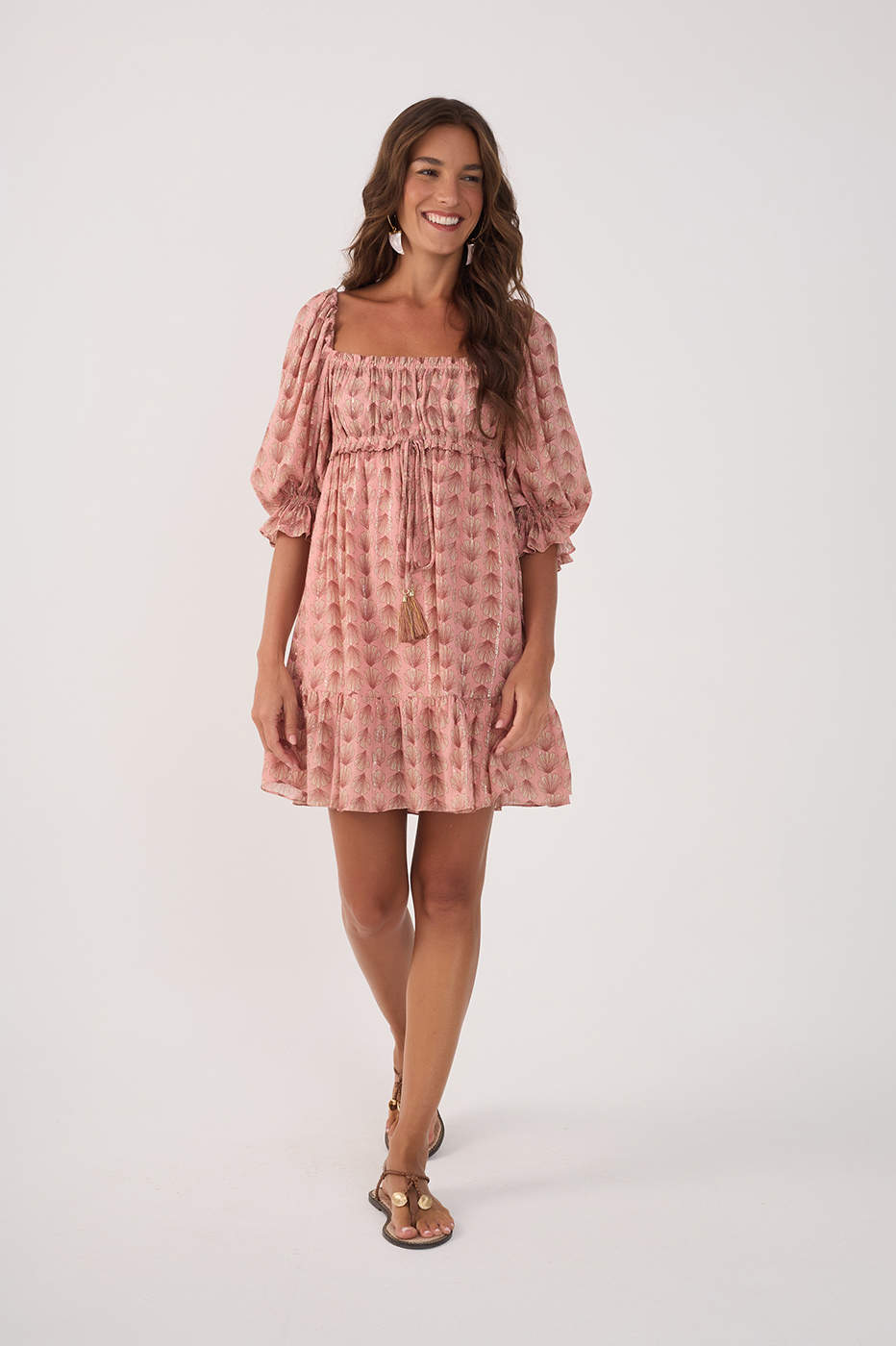 Pink Maresia Lurex Ruched Mini Dress_2