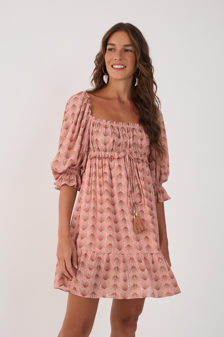 Pink Maresia Lurex Ruched Mini Dress_3