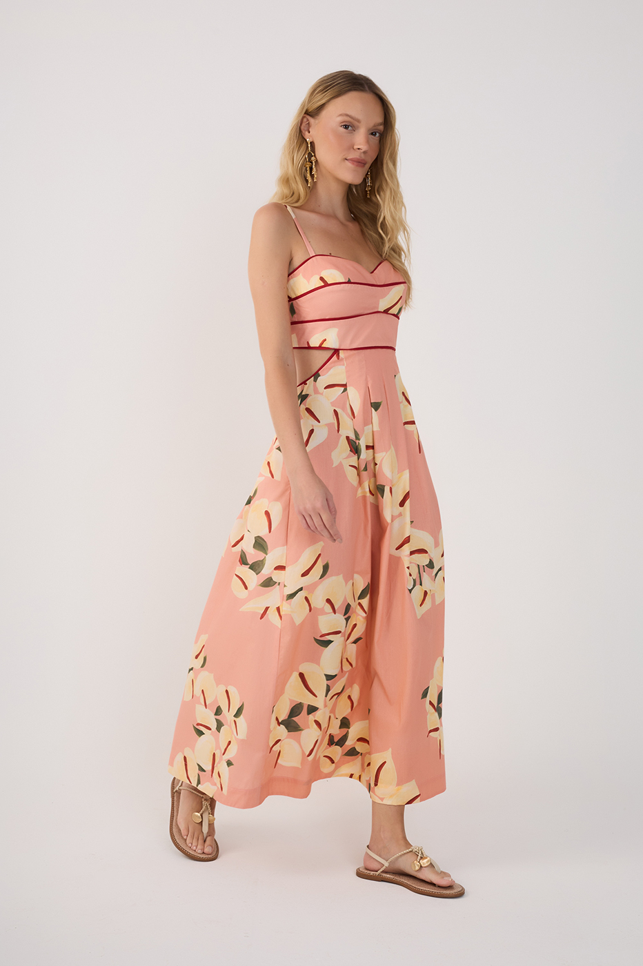 Vestido Midi Tricoline Estampa Antúrio_2