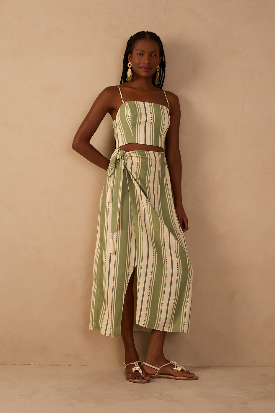 Green Descanso Sleeveless Midi Dress_1