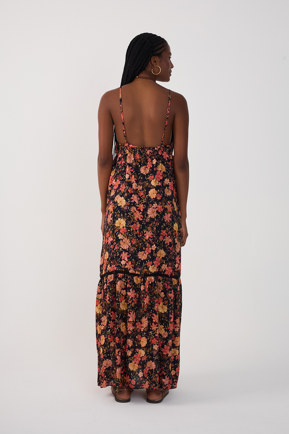 Black Encontro Lurex V Neck Maxi Dress_5