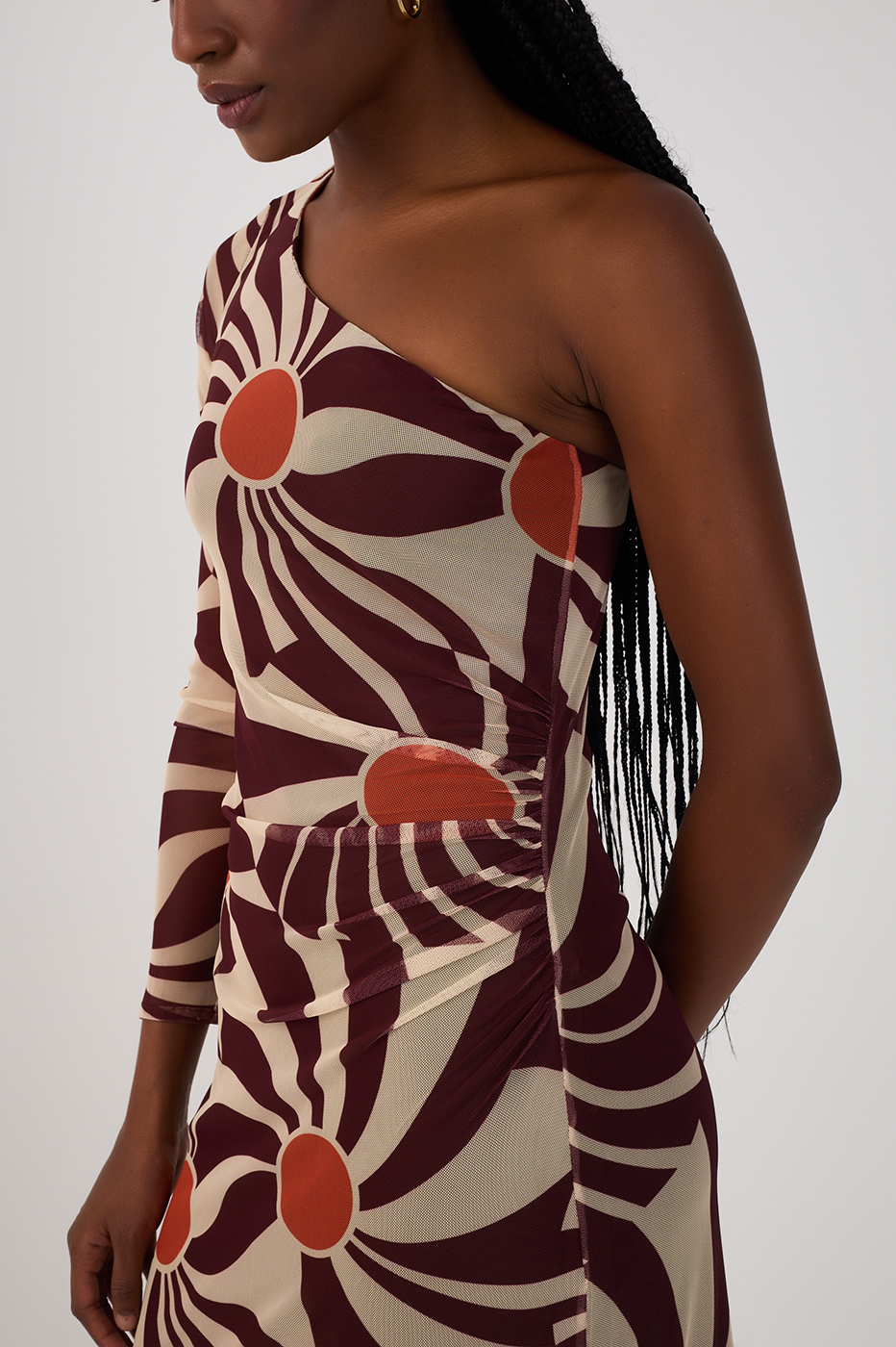 One-Shoulder Tulle Dress in Mormaço Print_5