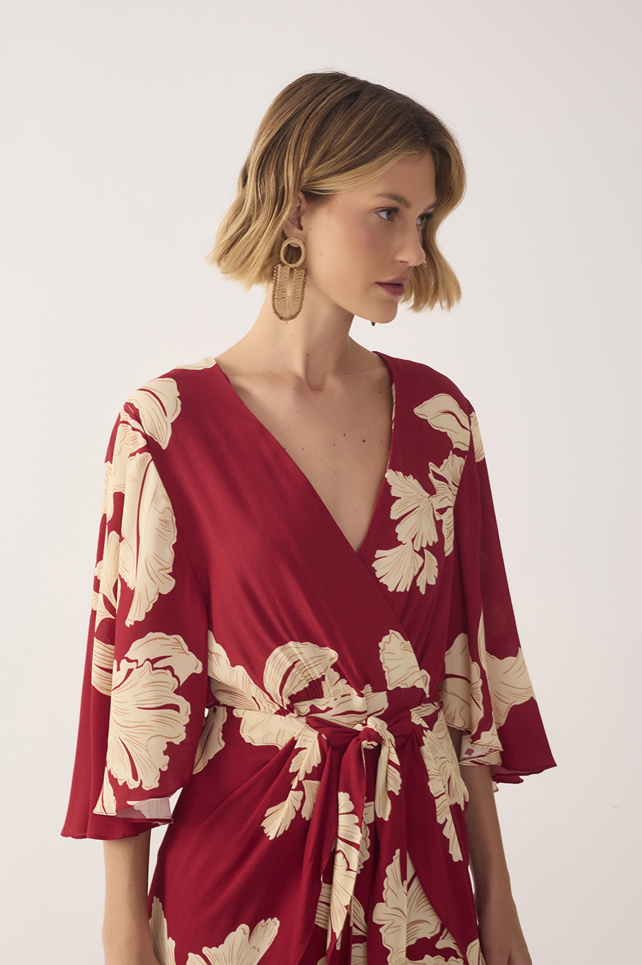 Petala Vermelha Print Cropped Dress_5