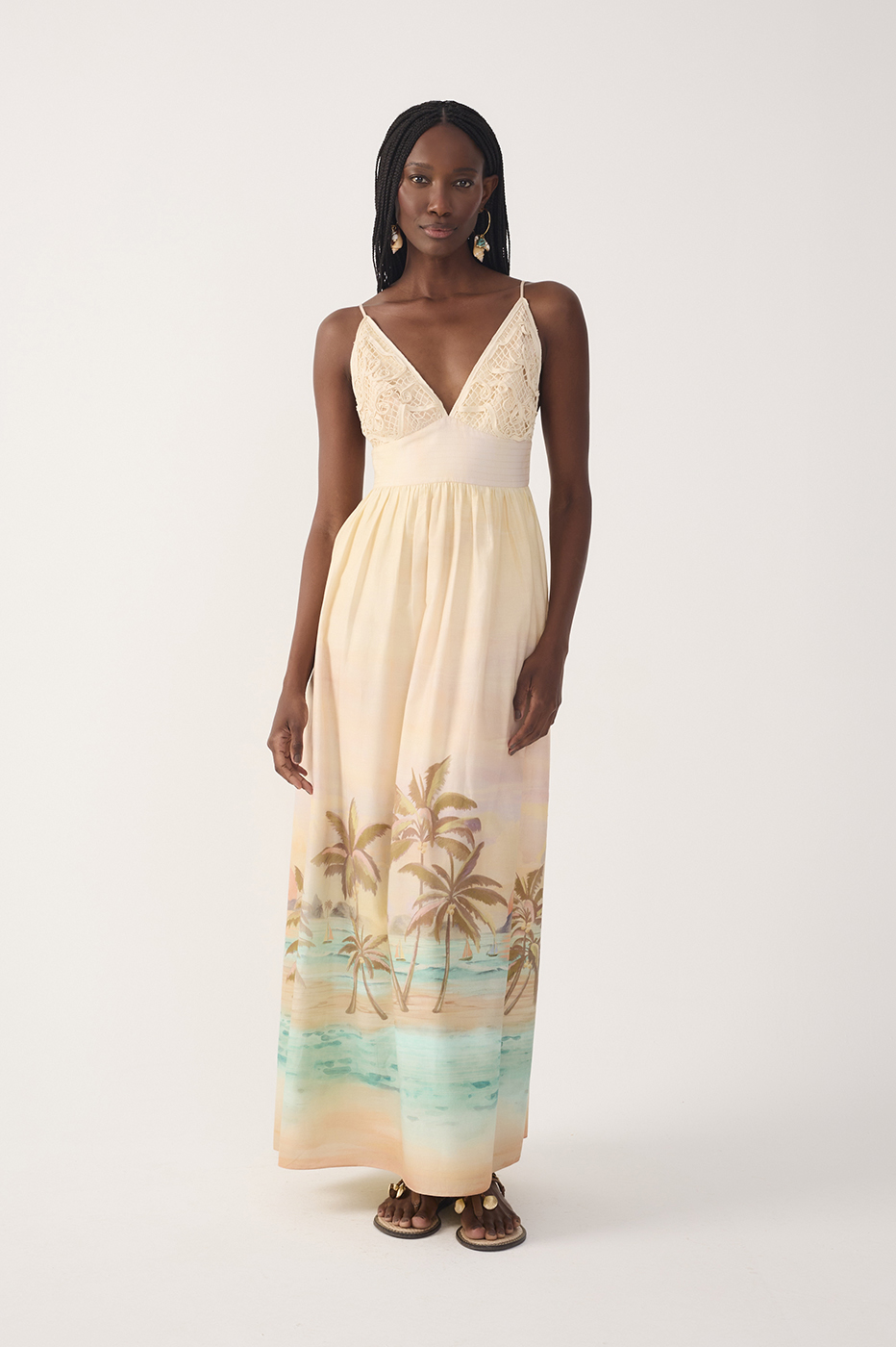 Beige Veranil Embroidered Maxi Dress_2