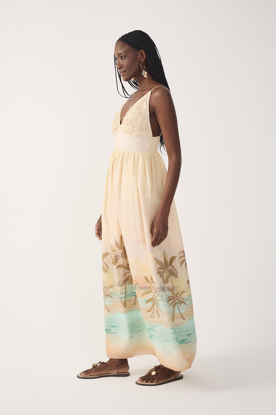 Beige Veranil Embroidered Maxi Dress_3