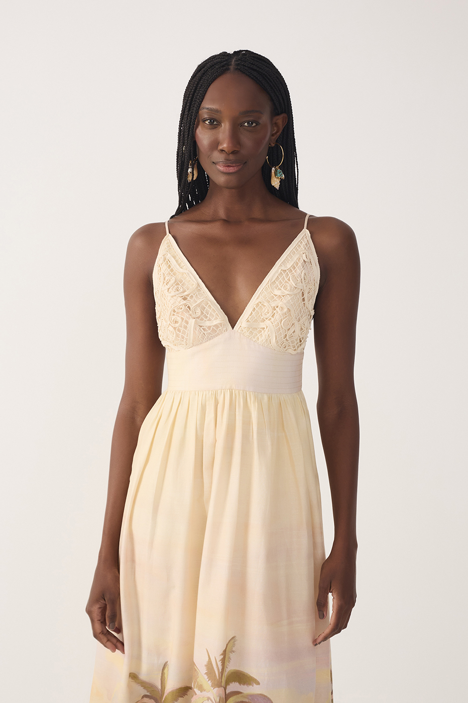 Beige Veranil Embroidered Maxi Dress_4