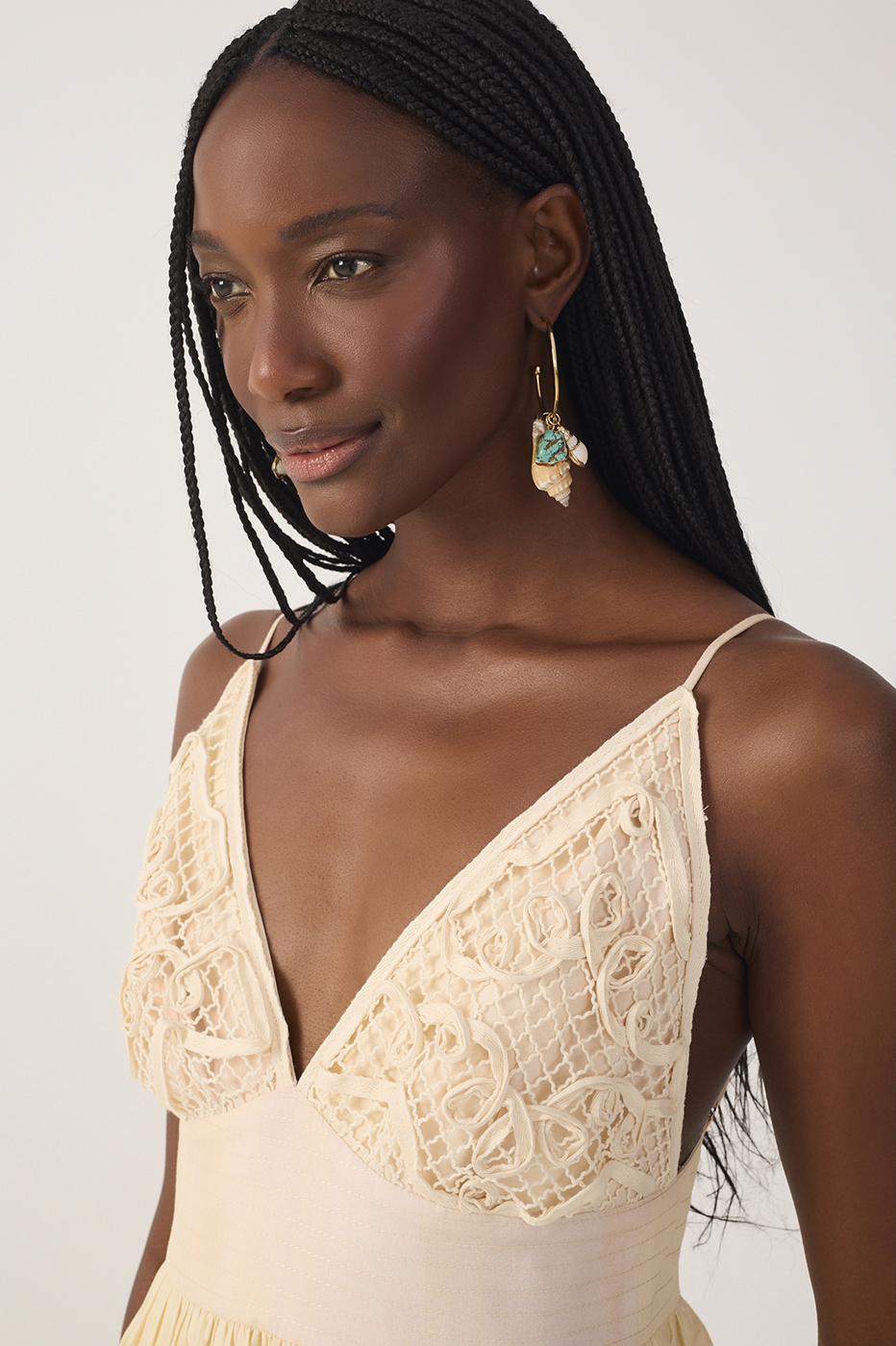 Beige Veranil Embroidered Maxi Dress_5